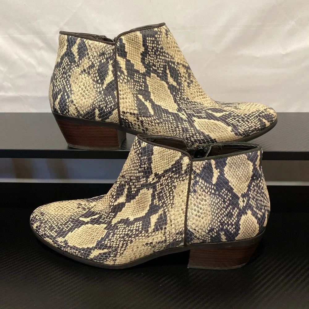 Sam Edelman Winona Snake‎ Print Leather Ankle Boots Booties Women's 10.5